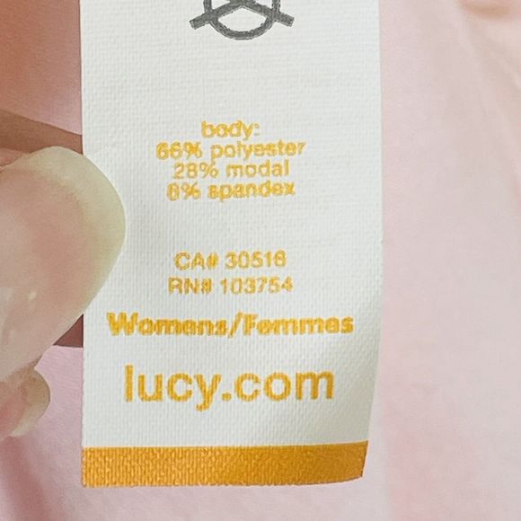 Lucy Pink Cowl Neck Semi Sheer Long Sleeve Jersey Tee Shirt Top Womens Small - Picture 6 of 6